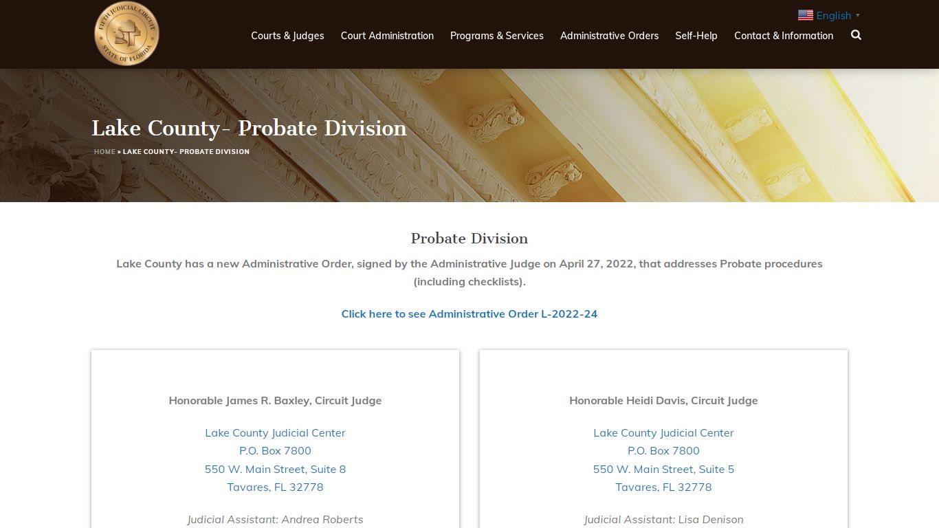 Lake County- Probate Division - State of Florida Fifth Judicial Circuit
